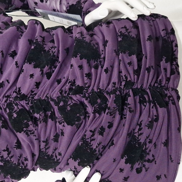 Nicole Miller NEW Purple Whimsigoth Witchy Ruched Burnout Velvet Fairy Top Sz. M - Picture 3 of 13